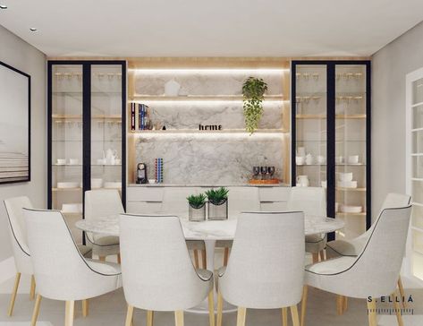 Dinning Room Cabinets Ideas, Dining Room Cabinet Ideas Modern, 2023 Dining Room, Dinning Room Cabinet, Crockery Units, Dining Room Built In, Crockery Unit Design, Crockery Design, Dining Room Console