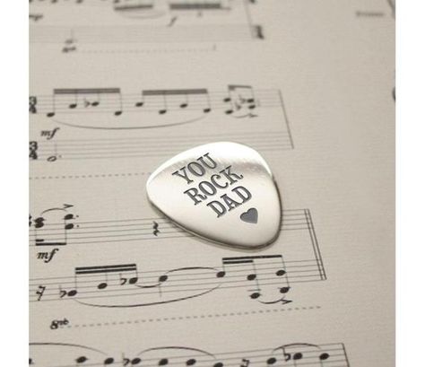 Personalised You Rock Dad Plectrum #PersonalisedGift #FathersDay #MensGift #CustomPlectrum #CustomisedGift #plectrum Guitar Plectrum, Use Of Capital Letters, 6 Characters, Play On Words, Steel Guitar, Treat Gift, I Pick, Presents For Men, Gift For Music Lover