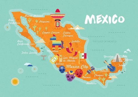 Plane Tickets Aesthetic, Tickets Aesthetic, Sunshine Mimosa, Aesthetic Mexico, Country Illustration, Lemonade Illustration, Illustration Map, Maps Aesthetic, Assouline Books