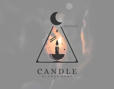 Candle Graphic, Candle Logo Design, Illustration Logo Design, Candle Logo, Light Logo, Candle Design, Printed Candles, Moon Logo, Nail Logo