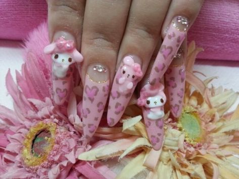 Gyaru Nails, Paznokcie Hello Kitty, Dot Nail Designs, Nail Goals, Dot Nail Art, Mario Nintendo, Cute Acrylic Nail Designs, Hello Kitty Nails, Pretty Gel Nails