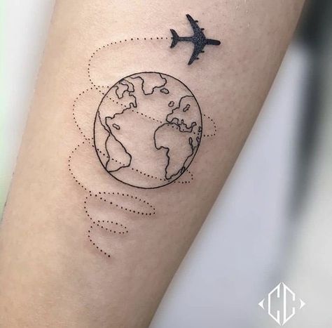 Live Tattoo, Globe Tattoos, Nice Tattoos, Airplane Tattoos, Bracelet Tattoo, Circle Tattoos, Dad Tattoos, World Tattoo, Small Hand Tattoos