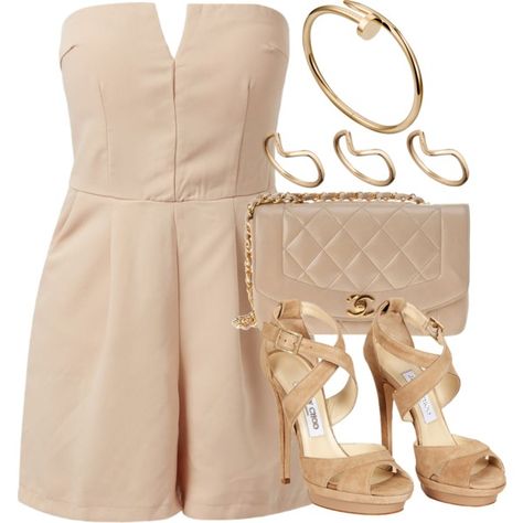 Style #7373 by vany-alvarado on Polyvore featuring AX Paris, Jimmy Choo, Chanel and ASOS Playsuit Outfit Night, Playsuit Outfit, Mode Pastel, Gala Night, Outfit Night, Fashion Hacks Clothes, Dressy Outfits, Girls Fashion Clothes, Outfit Casual