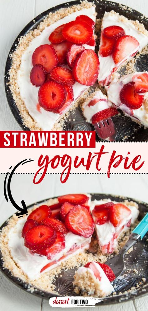 Yogurt Pie Recipe, Strawberry Yogurt Pie, 2b Recipes, No Bake Lemon Pie, Fruit Pie Recipe, Yogurt Pie, Homemade Pie Recipes, 4th Of July Dessert, Batch Recipes