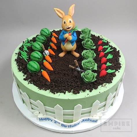 Peter Rabbit and Garden Bunny Rabbit Cake Ideas, Peter Rabbit Theme Cake, Easy Peter Rabbit Cake, Peter Rabbit Cake Birthdays, Bunny Garden Cake, Easter Birthday Cake Boy, Peter Rabbit Cakes, Peter Rabbit Cake Ideas, Peter Rabbit Cupcakes