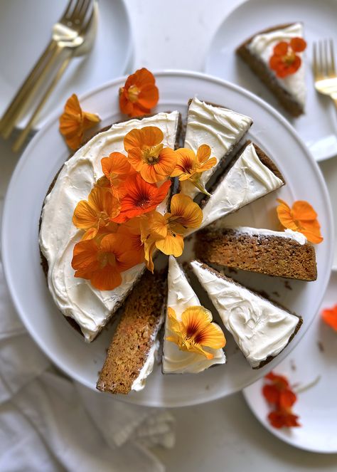 Carrot Cake, Double the Flavor Packed in a Single Layer Carrot Cake Wedding Cakes, Carrot Cake Aesthetic, Carrot Wedding Cake, Hens Cake, Layer Carrot Cake, Carrot Cake Decoration, Orange Olive Oil Cake, Single Layer Cakes, Baked Carrots