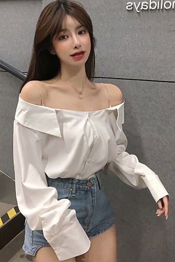 Fashion Online Shop – Tomscloth Off The Shoulder Shirt, Dressing Sense, Baby Tees Y2k, Custom Made Clothing, Casual Day Outfits, Stylish Clothes, Stylish Clothes For Women, Shoulder Shirts, Blouse Shirt