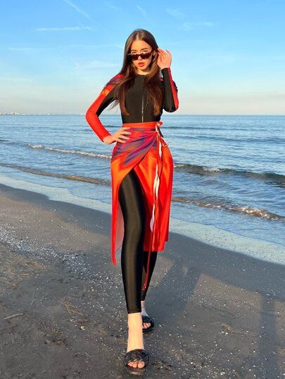 Feminine Aesthetic Outfits, Burkini Swimsuit, Muslim Swimwear, Modest Fashion Hijab, Fashion For Petite Women, Hijabi Style, Beach Wear Outfits, Beach Skirt, Hijabi Girl