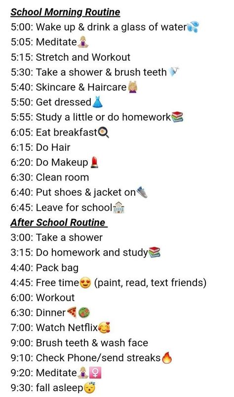 Middle School Essentials, Routine School, Middle School Survival, School Routine For Teens, Daily Routine Schedule, Morning Routine School, Daily Routine Planner, Morning Routine Checklist, School Checklist