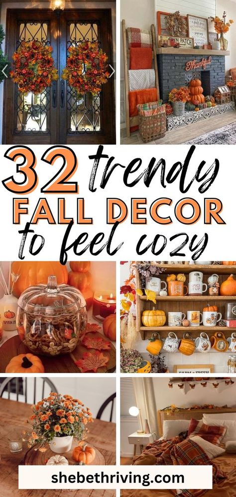 30+ Insanely Cozy Fall Decor Ideas To Feel The Vibes Bookcase Fall Decor, Kitchen Fall Decorating Ideas 2024, Fall Decor Inspo 2024, Buffet Fall Decor Ideas, Fall 2024 Decor Color Trends, Decorating Shelves For Fall, Apple Fall Decor, Fall Vignettes Decorating Ideas, Autum Decorations House