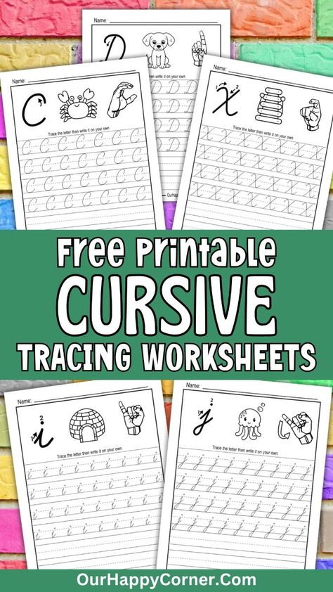 Cursive Alphabet Handwriting Worksheets Uppercase and Lowercase (Free Printable) Free Cursive Writing Practice Sheets, Free Printable Cursive Alphabet, Cursive Alphabet Handwriting, Alphabet Handwriting Worksheets, Cursive Alphabet Printable, Alphabet Tracing Printables, Cursive Letters Worksheet, Teaching Cursive Writing, Cursive Letters Alphabet