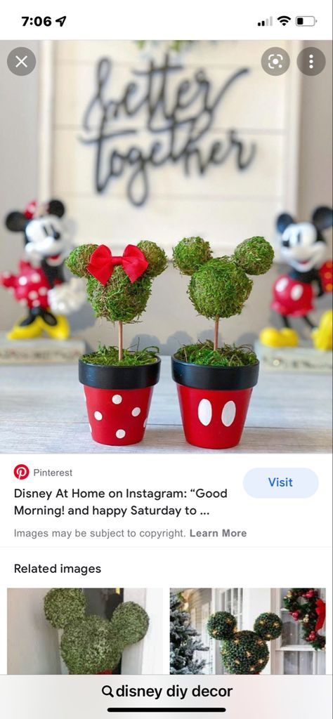 Disney Outdoor Decor, Disney Crafts For Adults, Disney Party Favor, Disney Decor Diy, Mickey Mouse Crafts, Minnie Mouse Decorations, Deco Disney, Topiary Diy, Disney Diy Crafts