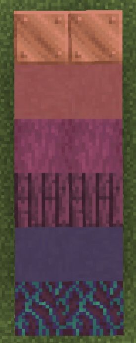 Minecraft Fade Effect, Purple Minecraft Pallet, Minecraft Nether Color Palette, Copper Gradient Minecraft, Minecraft Colour Gradient, Minecraft Pink Gradient, Minecraft Ombre Blocks, Block Palets Minecraft, Minecraft Block Pallets Castle