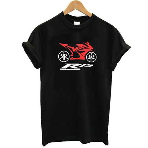 R15 Black, Yamaha R15, Cars Design, One By One, Direct To Garment Printer, Shirt Ideas, Black T Shirt, Half Sleeve, Half Sleeves