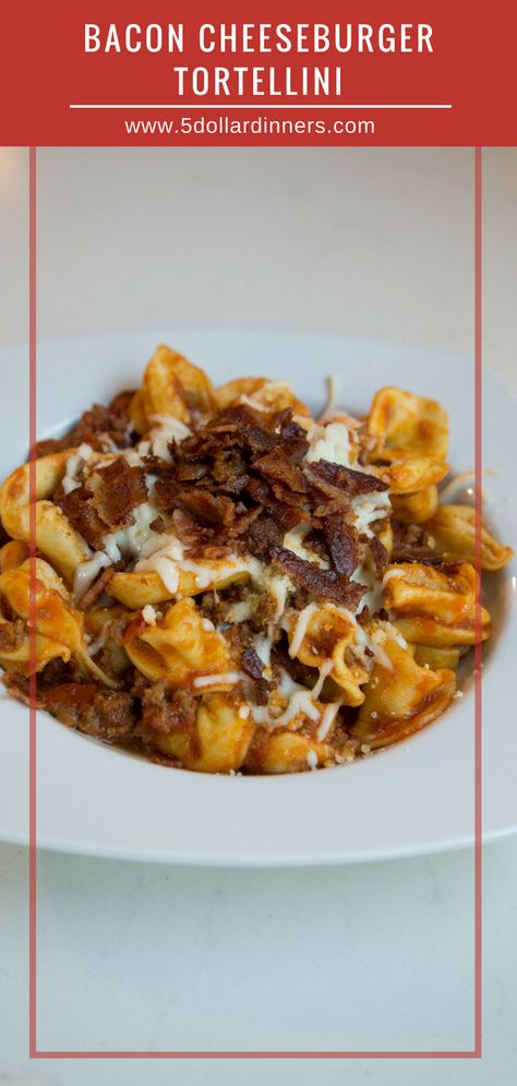 Bacon Cheeseburger Tortellini Recipe Cheeseburger Tortellini, Bacon Tortellini, Dollar Meals, Cheeseburger Recipes, Dollar Dinners, Easy Delicious Dinner Recipes, Tortellini Recipe, 5 Dinners, Gnocchi Dishes