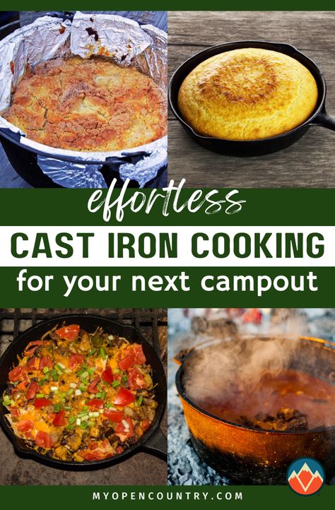 Master the art of cast iron cooking with our effortless campout recipes. From quick skillet meals to elaborate Dutch oven feasts, these recipes are designed for campers of all skill levels. Learn new techniques and dishes that will make every outdoor meal an event to look forward to. | Learn more about Camping Meals Cast Iron Outdoor Cooking, Quick Skillet Meals, Lodge Cast Iron Recipes, Campfire Cooking Recipes, Easy Camping Dinners, Campfire Dinners, Camping Foods, Pie Iron, Best Camping Meals