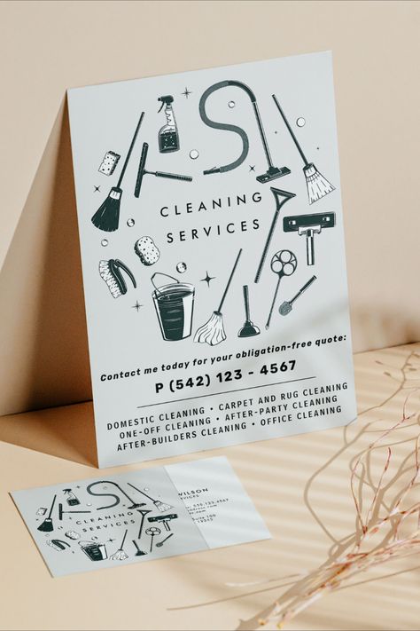 Gray Cleaning Services Flyer #creativepeople Cleaning Company Marketing Ideas, Cleaning Business Cards Ideas, Cleaning Services Flyer, Sewing Business Logo, House Keeper, Cleaners Logo, Free Business Logo, Cleaning Service Flyer, Logo Maker Free