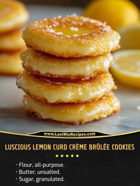 Last minute recipes | Luscious Lemon Curd Crème Brûlée Cookies | Facebook Lemon Creme Brulee Cookies, Creme Brûlée Cookies, Cream Brulee Cookies, Sour Cream Lemon Curd Cookies, Creme Brulee Cookies, Lemon Curd Crème Brûlée Cookies, Last Minute Recipes, Bow Tattoos, Cookie Exchange Party