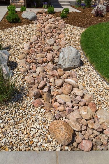 Gravel Backyard Ideas Landscaping, New Mexico Landscape Ideas, Low Water Front Yard, Small Garden Features, Xeriscape Ideas, Easy Backyard Landscaping, Desert Landscaping Backyard, Hillside Terrace, Florida Bungalow