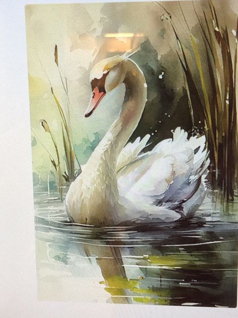 Art Psychology, Swan Painting, Acrylic Portrait Painting, Swans Art, Concept Art Tutorial, Art Painting Gallery, Watercolor Landscape Paintings, Nature Art Painting, Bird Drawings