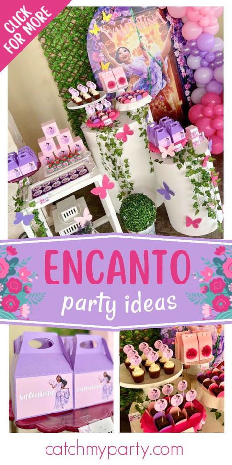 Isabela Birthday Party Decorations, Encanto Party Table Decorations, Encanto Candy Table Ideas, Isabella Encanto Party Decor, Isabella Encanto Centerpieces, Encanto Desert Table, Isabella Party Ideas, Encanto Second Birthday Party, Kids Party Dessert Table