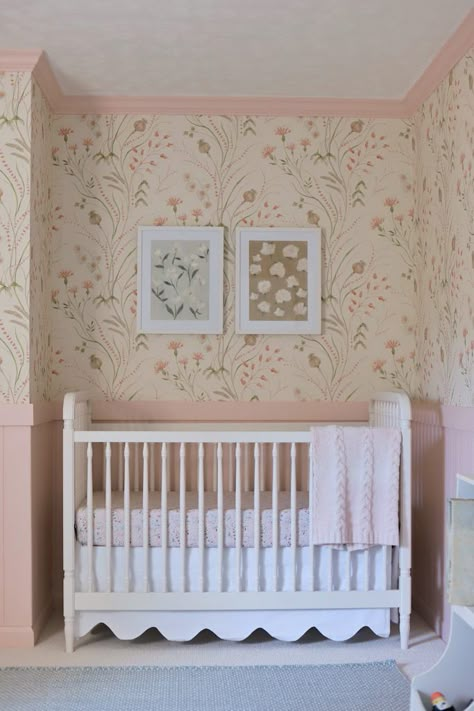 Soft Pink Nursery, Pink And Green Nursery, Pink Floral Nursery, Nursery Design Girl, Country Nursery, Floral Crib Sheet, Sweet Nursery, Big Girl Bedrooms, Yellow Nursery