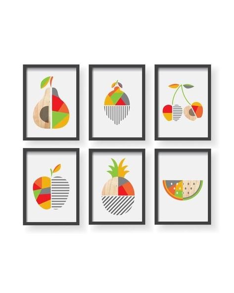 Fruit Poster Design, Modern Kitchen Wall Decor, Fruit Poster, Art Dining Room, Fruit Kitchen, Fruit Decor, Kitchen Artwork, Fruit Wall Art, Dining Room Wall