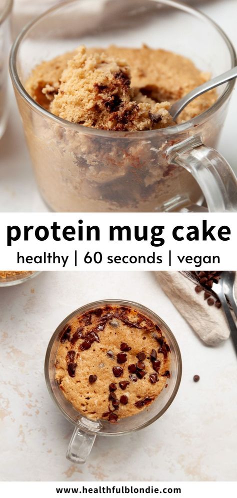 The best microwave protein powder mug cake recipe that's vegan, eggless, and made with oat flour. It's the perfect 1-minute healthy and gluten-free breakfast, snack, or dessert! Protein Powder Mug Cake, Macros Recipes, Blondie Recipes, Protein Mug Cake, Oat Flour Recipes, Blueberry Crumble Bars, Mug Cake Healthy, Clean Desserts, Protein Mug Cakes