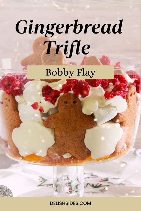 Bobby Flay Gingerbread Trifle Gingerbread Cookie Trifle, Gingerbread Trifle, Bread Man, English Toffee, Trifle Recipe, Toffee Bits, Bobby Flay, Gingerbread Cake, Vanilla Pudding Mix