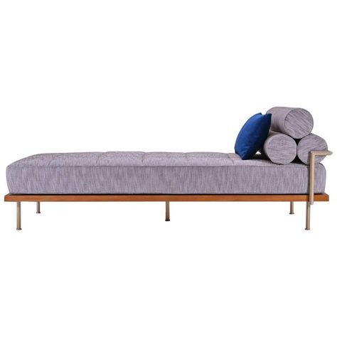 Bespoke Outdoor Daybed, Reclaimed Hardwood and Solid Brass Frame by P.Tendercool | From a unique collection of antique and modern Daybeds at https://www.1stdibs.com/furniture/seating/day-beds/. Jim Thompson Fabric, Lounge Bed, Modern Daybed, Sofa Handmade, Outdoor Daybed, Three Seat Sofa, Bed Dimensions, Teak Frame, Modern Lounge Chairs