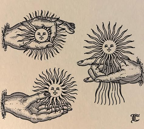 Tattoo Sonne, Woodcut Tattoo, Engraving Tattoo, Medieval Tattoo, Petit Tattoo, Medieval Artwork, Alchemy Art, Sun Illustration, Esoteric Art