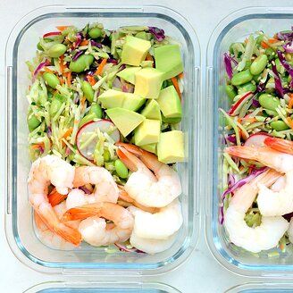 Spicy Slaw Bowls with Shrimp & Edamame Recipe | EatingWell Spicy Slaw, Spicy Cabbage, Edamame Recipes, 200 Calorie, 200 Calorie Meals, Breakfast Low Carb, 100 Calorie, Protein Lunch, Meal Prep Plans