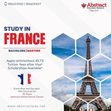 Abstract Education Network on Instagram: “Study in France 🇫🇷 🇫🇷 🇫🇷 Tuition fees after visa 🇫🇷 IELTS not required 🇫🇷 Scholarships Available 👉BACHELORS | MASTERS 👉Available Courses:…” French Class, Tuition Fees, How To Apply, Education, France, On Instagram, Instagram