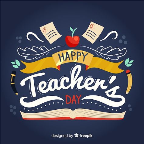 World teachers day lettering | Premium Vector #Freepik #vector #teaching #lesson #teacher #literacy-day Happy Teacher's Day Images, Happy Teacher's Day Quotes, Happy Teacher Day, Happy Teachers Day Wishes, World Teachers Day, Happy Teachers Day Card, Teachers Day Poster, Teacher Appreciation Quotes, Mother's Day Banner