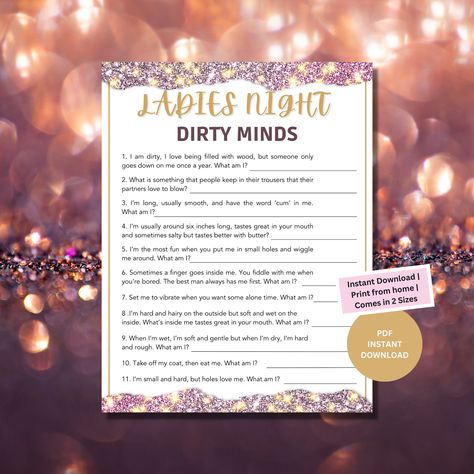 Looking for a fun and exciting game for your next girls' night in or out? The Dirty Minds Game is the perfect choice for you! This adult game is designed to test your knowledge on dirty and naughty trivia questions and riddles. This game is for ADULTS ONLY! Night Out Games, Trivia Games For Adults, Mind Test, Whats In Your Purse, Membership Card, Mind Games, Trivia Questions, Dirty Mind, Chewing Gum