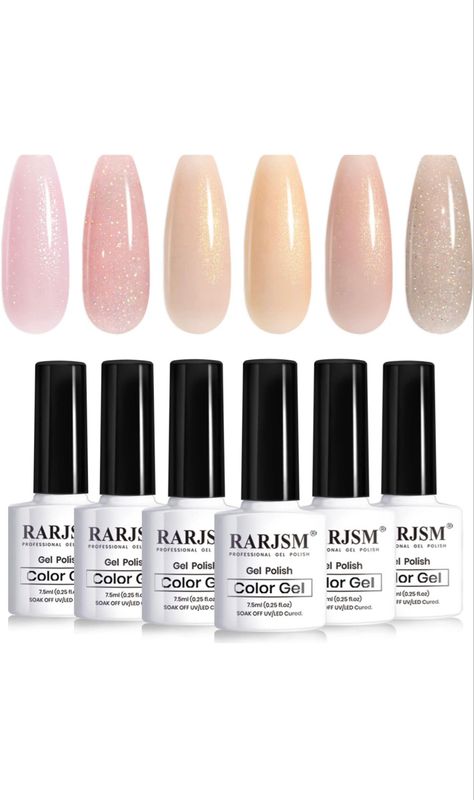 RARJSM Glitter Nude Gel Polish 6pcs Set Pale Pink Milky Jelly Cashmere Pink Beige Apricot Champagne Brown Shimmer Iridescent Holographic Gel Nail Polish 7.5ml Translucent Natural Soak off UV LED Cured Nude Gel Polish, Nails Vintage, Uv Nail Lamp, Glitter Gel Polish, Natural Skin Tone, Glitter Gel Nails, Rose Beige, Colors For Skin Tone, Cat Eye Gel