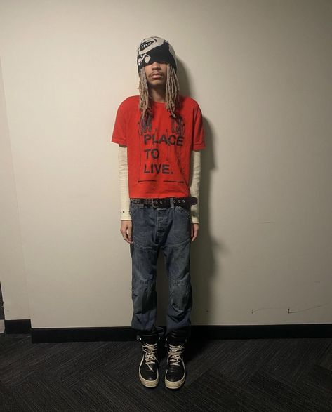 Destroy Boots, Destroy Lonely Outfits, Destroy Lonely Poster Print, Destroy Lonely Insta Profile, Carti Fit Pics, Zillakami Jeans, Guys Fits, Fall Style Guide, Archive Fashion