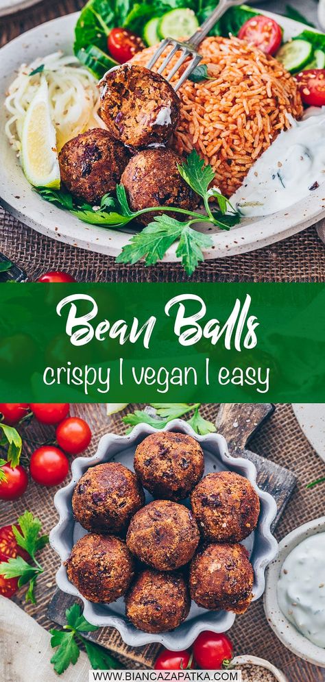 Bean Balls Vegan, Plant Based Meatball Recipes, Vegan Greek Meatballs, White Bean Meatballs, Vegan Rice Balls, Lentil Meatballs Vegan, Best Vegan Meatballs, Black Bean Meatballs, Bean Meatballs