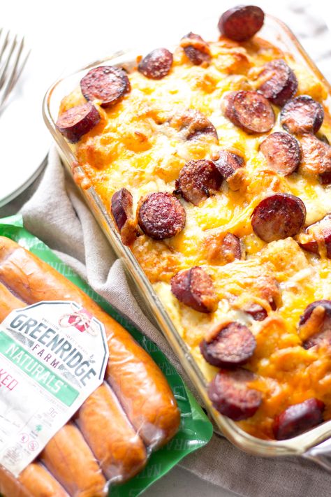 Greenridge Farm | Andouille Sausage Breakfast Casserole | Recipe Recipes With Andouille Sausage, Andouille Sausage Recipes, Sausage Breakfast Casserole, Breakfast Sausage Recipes, Breakfast Casserole Recipe, Breakfast Casserole Sausage, Andouille Sausage, Andouille, Sausage And Egg