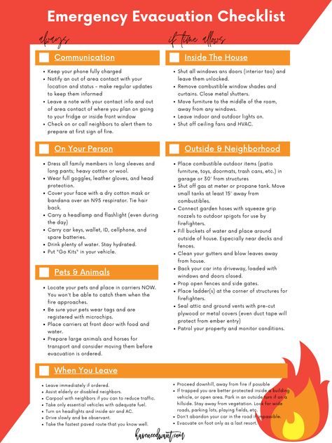 The CZU Lightning Complex fire has got me realizing that if 2020 has taught us anything it's that we need to be better prepared for the unexpected. Making sure you have an emergency evacuation checklist and go kit along with family plan is super important as a natural disaster can happen anywhere and at any time. Head to the blog to get actionanble items you can do right now to better be prepared for an emergency should one arise. Fire Emergency Kit, Fire Emergency Evacuation Plan, Family Evacuation Plan, Family Emergency Plan Natural Disasters, Fire Evacuation Go Bag, Emergency Evacuation Checklist, Fire Evacuation Checklist, Fire Evacuation Plan, Fire Preparedness