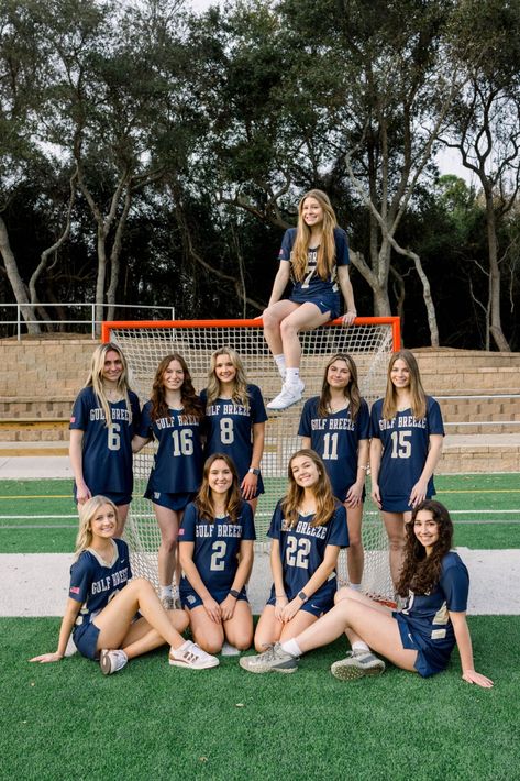 Gulf Breeze High School Lacrosse - jordanwestphoto.com Lacrosse Photoshoot, Lacrosse Team Pictures, Lacrosse Team Photos, Lacrosse Senior Pictures, Sports Team Photography, Sports Banquet, Girls Lacrosse, Lacrosse Team, Sport Portraits