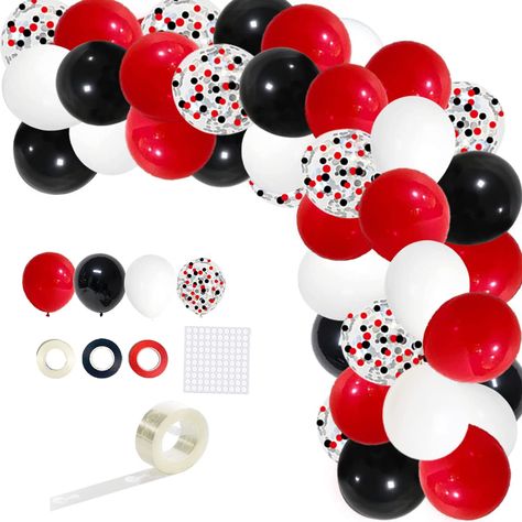 Black White Balloon Garland, Black And White Party Decorations, Parade Float Decorations, White Balloon Garland, Homecoming Decorations, Black And White Balloons, Black Party Decorations, White Party Decorations, Retirement Party Decorations