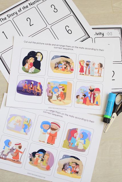 Christmas Sequencing Activities, Nativity Sequencing Activity, Nativity Story Games, The Christmas Story For Kids, Nativity Activity Sheets, Christmas Stories For Kids, December Kindergarten, Sequencing Cards, Story Sequencing