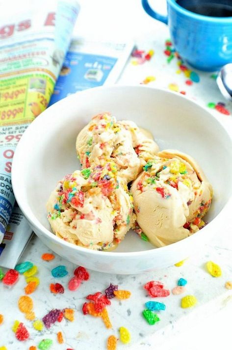 9 Cereal Ice Creams That’ll Make You Chill AF This Summer - Brit + Co Fruity Pebble Ice Cream, Fruity Pebbles Ice Cream, Pebble Ice, Fruity Pebble, Ice Creamery, Flavored Ice, Flavor Ice, Fruity Pebbles, The Hardest Part