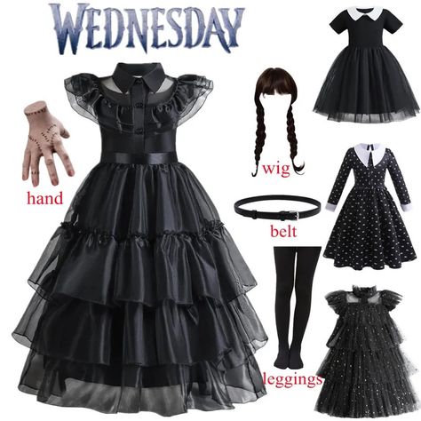 Wednesday Cosplay, Queen Halloween Costumes, Black Gothic Dress, Kids Movie, Costume Princess, Gothic Dresses, Childrens Clothes Girls, Long Sleeves Dress, Kids Party Dresses