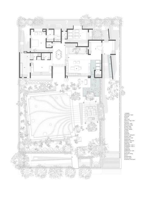 Gallery of Skewed House / Studio Lagom - 32 Skewed House, Studio Lagom, Residential Plan, Indian House Design, Large Floor Plans, Natural Architecture, Indian House, Villa Plan, Beautiful Houses Interior