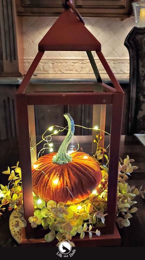 Fall Lantern Decor, Tablescapes Autumn, Home Fall Decor, Fall Lanterns, Fall Lantern, November Crafts, Harvest Decor, Fall Table Centerpieces, Fall Decorating Ideas