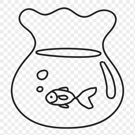 Fish Bowl Doodle, Fish Bowl Drawing, Doodle Fish, Bowl Drawing, Fish Doodle, Goldfish Bowl, Fish Fish, Animal Coloring, Fish Bowl