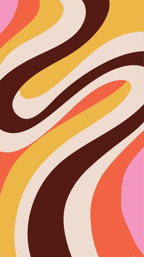 Abstract vertical psychedelic background with colorful curvy waves. Trendy vector illustration in style hippie 60s, 70s. 1920-1080 screen size 60s Abstract Art, Paint Swirl Art, 70s Wave Pattern, 70s Illustration Graphics, 60s Psychadelic Art, 70s Psychadelic Art, 1970s Graphic Design, 60s Graphic Design, 1960s Graphics