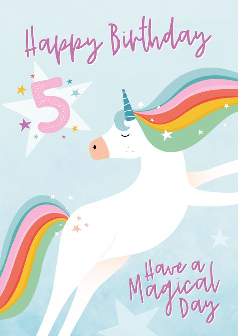 Birthday Animals, Unicorn Birthday Card, Unicorn Birthday Decorations, Unicorn Birthday Cards, Happy 6th Birthday, Magical Birthday, Birthday Cute, Happy 4th Birthday, Unicorn Card